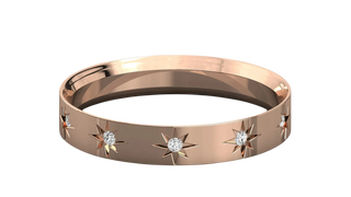 Stellaria Stardust Bangle Ring - diamond stacking ring - three-quarter view - Lucano