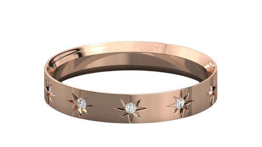 Stellaria Stardust Bangle Ring - diamond stacking ring - three-quarter view - Lucano