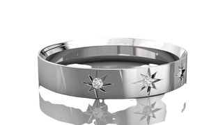 Stellaria Stardust Bangle Ring - diamond stacking ring - side profile - Lucano