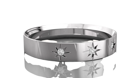 Stellaria Stardust Bangle Ring - diamond stacking ring - side profile - Lucano