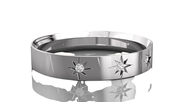 Stellaria Stardust Bangle Ring - diamond stacking ring - side profile - Lucano