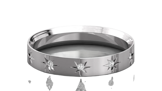 Stellaria Stardust Bangle Ring - diamond stacking ring - top view - Lucano