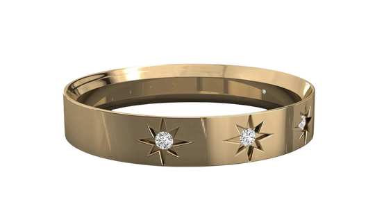 Stellaria Stardust Bangle Ring - diamond stacking ring - angled view - Lucano