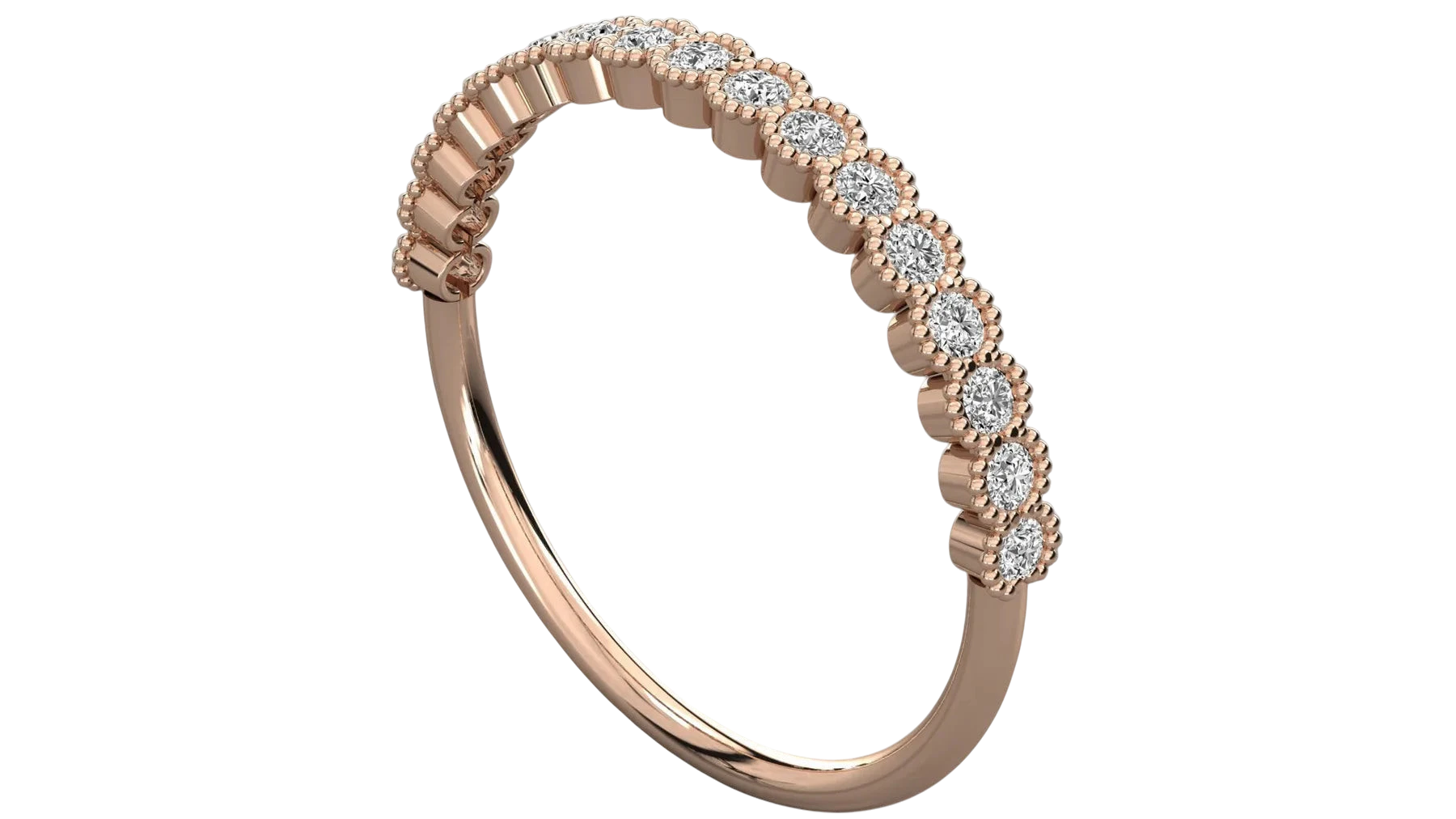 Coronella Pavé Eternity Ring - minimalist diamond wedding band - side profile - Lucano