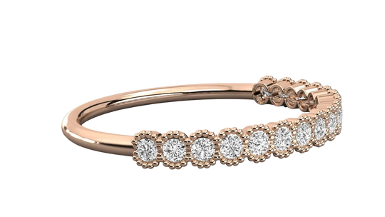 Coronella Pavé Eternity Ring - minimalist diamond wedding band - angled view - Lucano