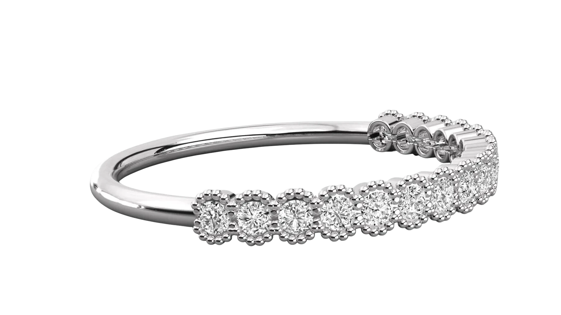 Coronella Pavé Eternity Ring - minimalist diamond wedding band - three-quarter view - Lucano