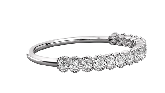 Coronella Pavé Eternity Ring - minimalist diamond wedding band - three-quarter view - Lucano