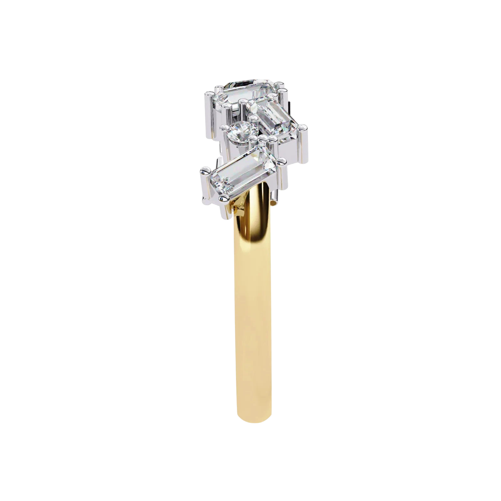 Tessera Baguette Cluster Ring - baguette diamond cluster ring - in 18ct white gold - Lucano