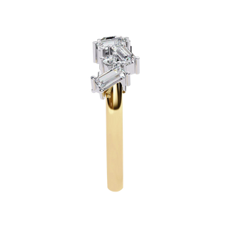 Tessera Baguette Cluster Ring - baguette diamond cluster ring - in 18ct white gold - Lucano
