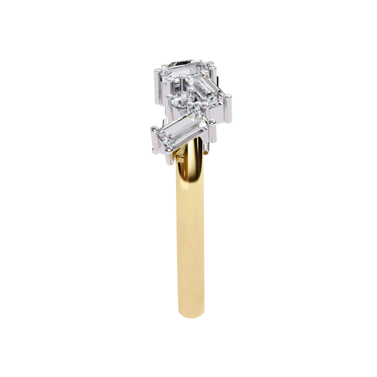 Tessera Baguette Cluster Ring - baguette diamond cluster ring - in 18ct white gold - Lucano
