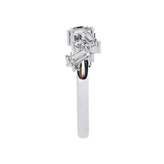 Tessera Baguette Cluster Ring - baguette diamond cluster ring - in 9ct rose gold - Lucano