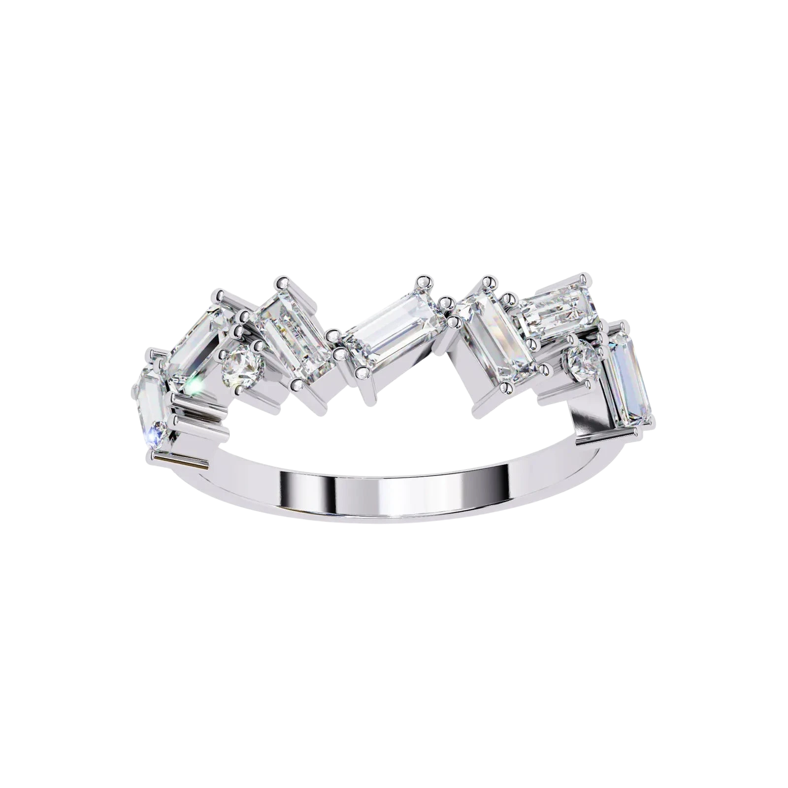 Tessera Baguette Cluster Ring - baguette diamond cluster ring - angled view - Lucano