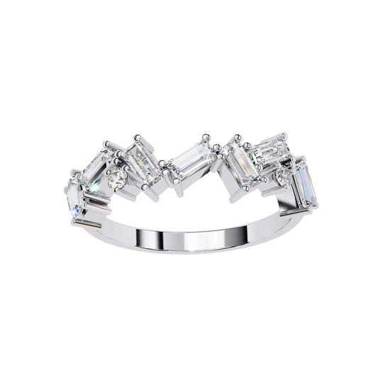 Tessera Baguette Cluster Ring - baguette diamond cluster ring - angled view - Lucano