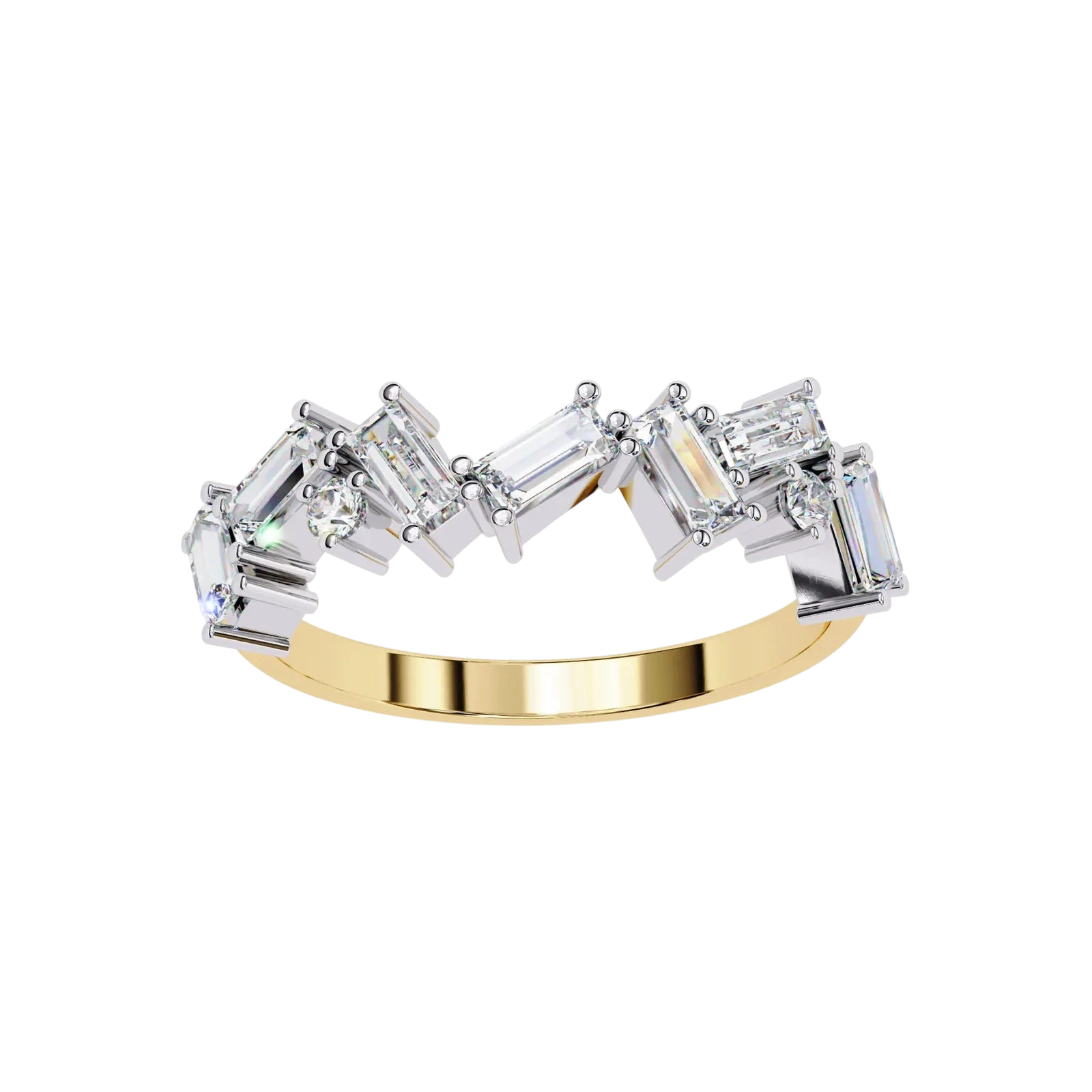 Tessera Baguette Cluster Ring - baguette diamond cluster ring - three-quarter view - Lucano