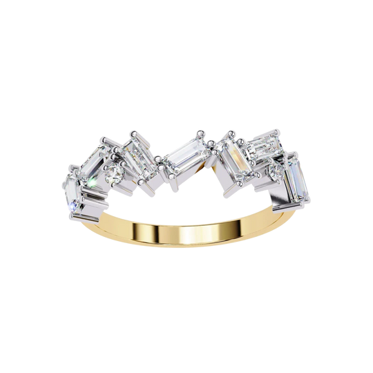 Tessera Baguette Cluster Ring - baguette diamond cluster ring - three-quarter view - Lucano