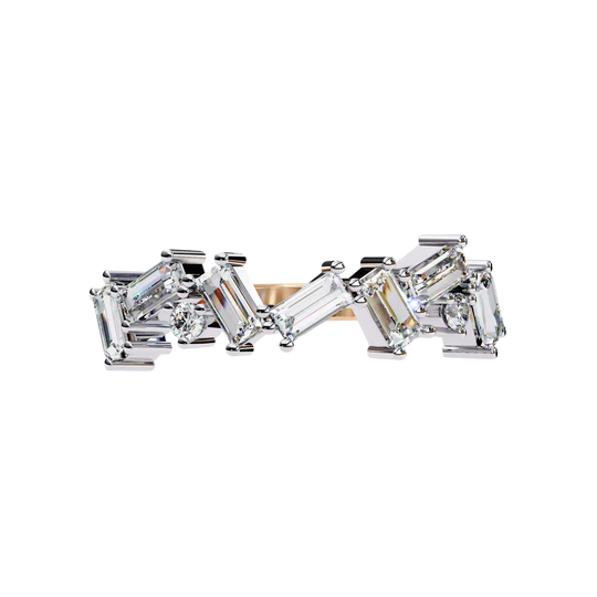 Tessera Baguette Cluster Ring - baguette diamond cluster ring - detail close-up - Lucano