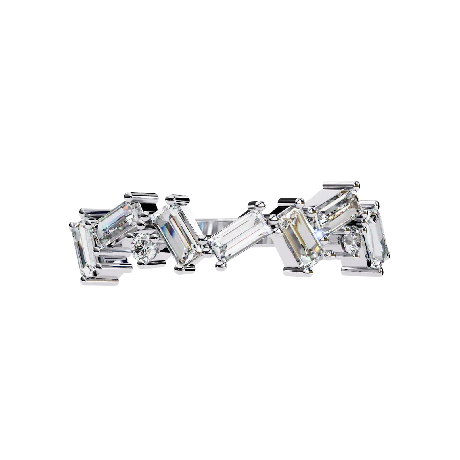 Tessera Baguette Cluster Ring - baguette diamond cluster ring - top view - Lucano