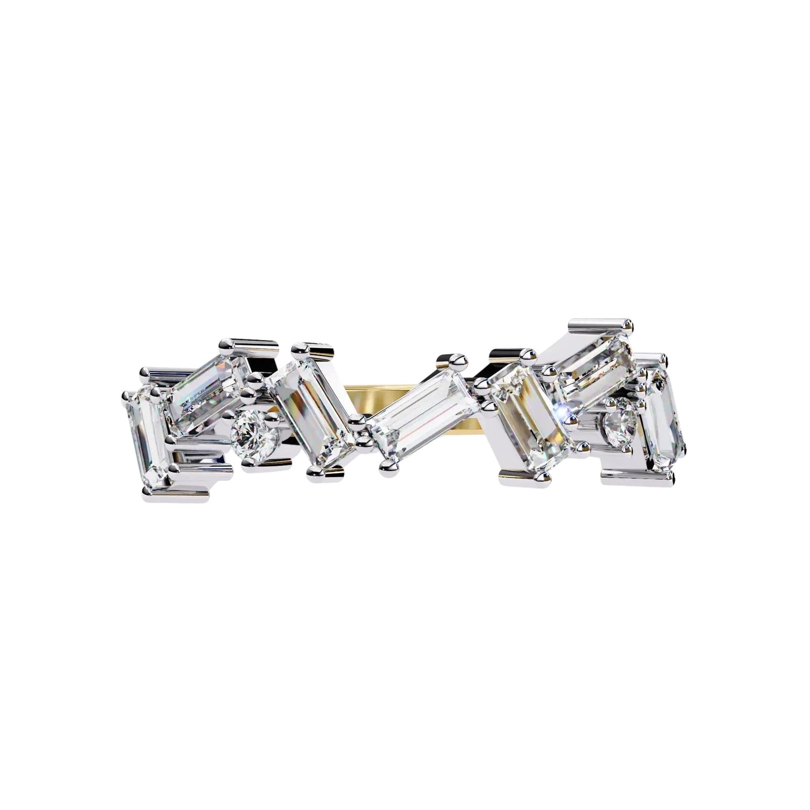 Tessera Baguette Cluster Ring - baguette diamond cluster ring - on hand - Lucano