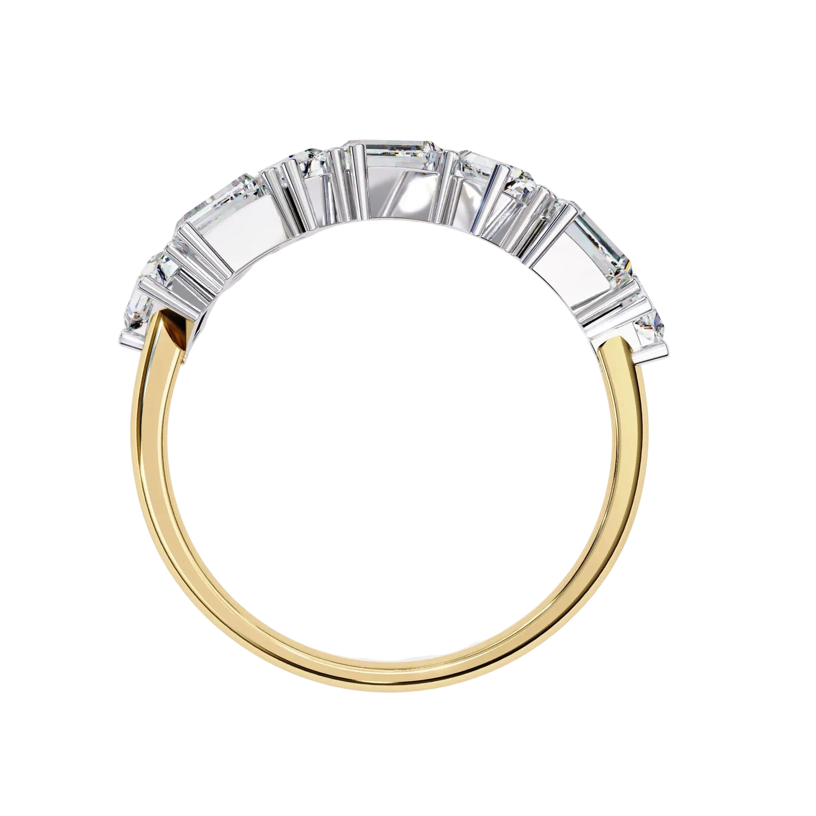 Tessera Baguette Cluster Ring - baguette diamond cluster ring - in 9ct yellow gold - Lucano