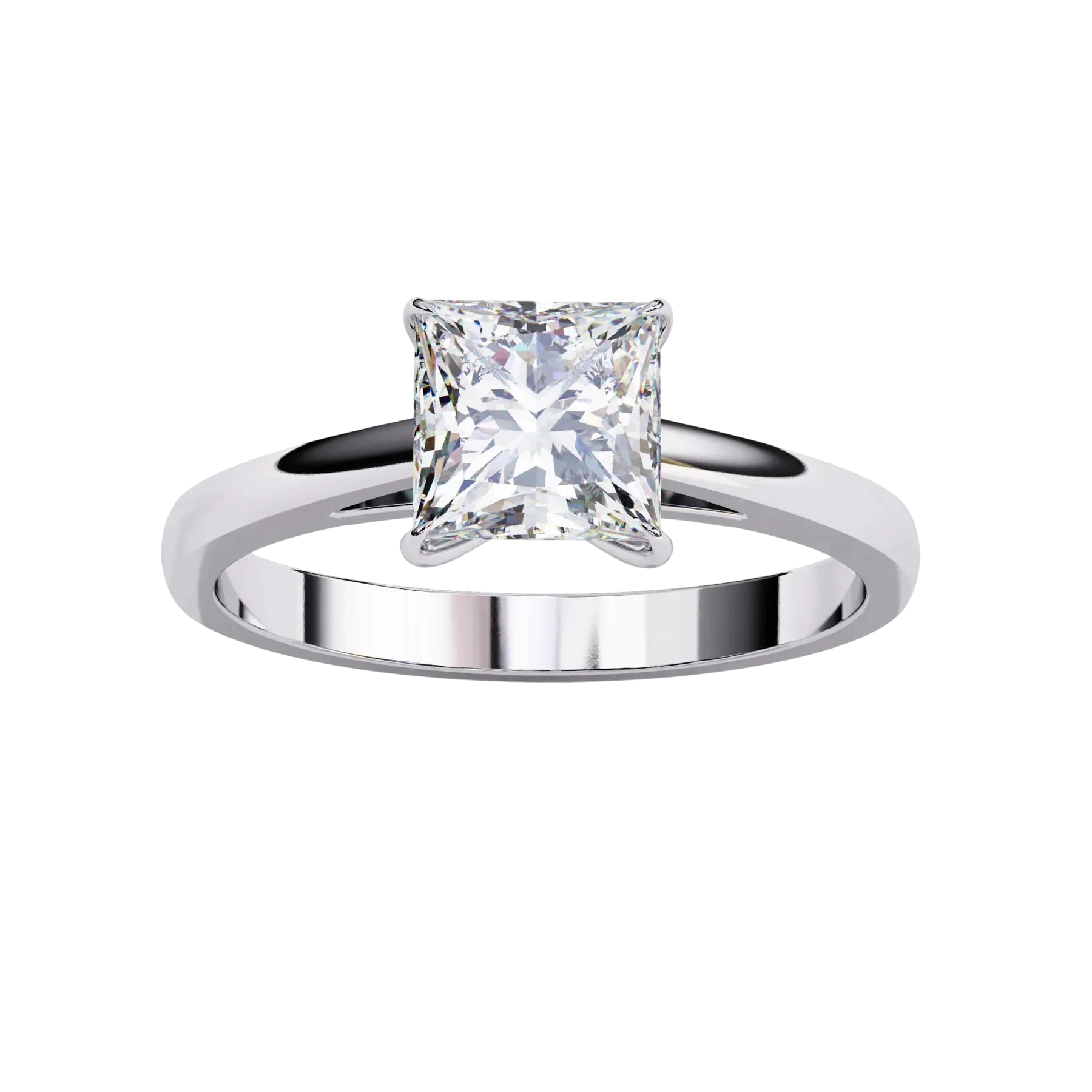 Reale Princess Solitaire - princess cut engagement ring - in 9ct white gold - Lucano