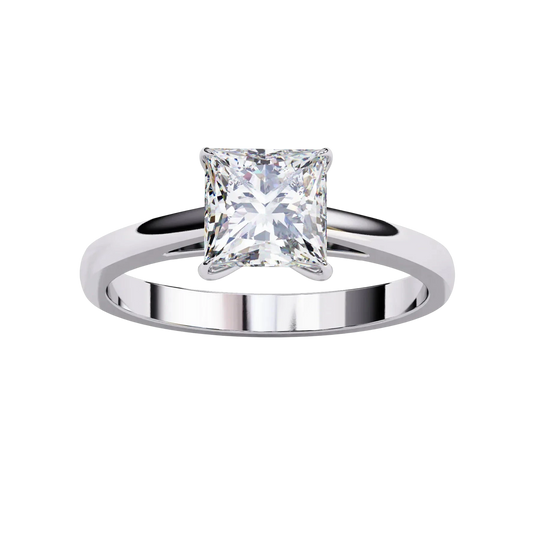 Reale Princess Solitaire - princess cut engagement ring - in 9ct white gold - Lucano