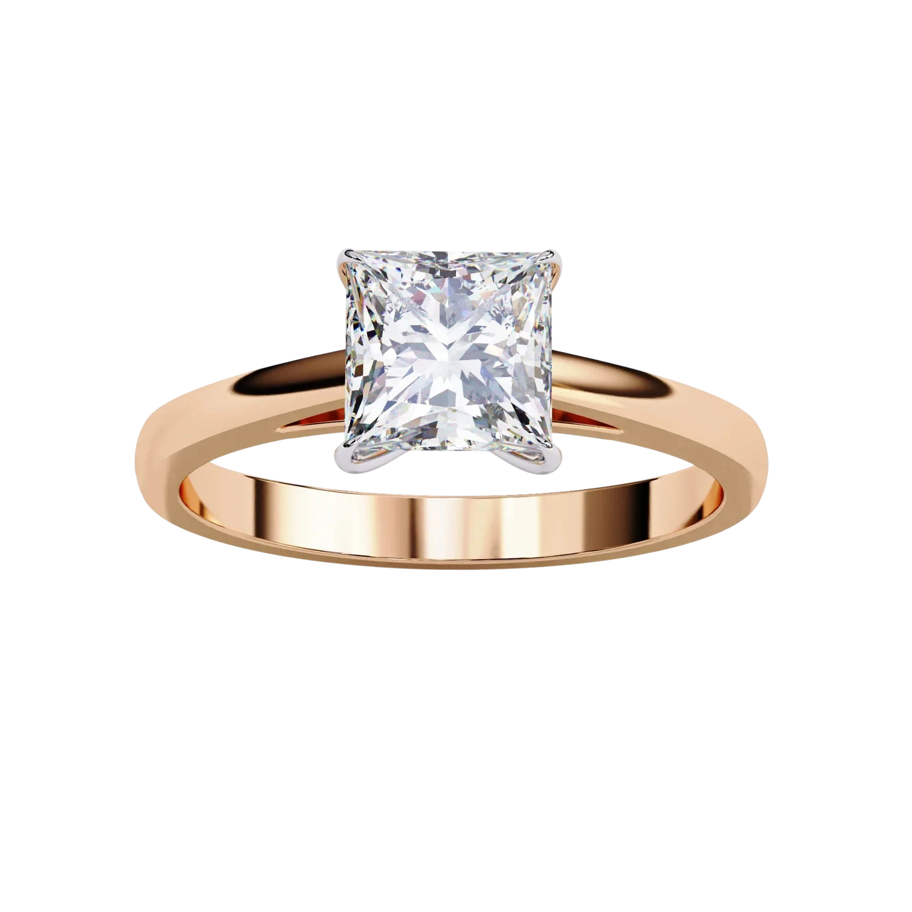 Reale Princess Solitaire - princess cut engagement ring - in 9ct rose gold - Lucano