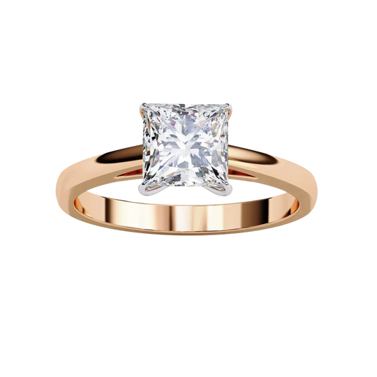 Reale Princess Solitaire - princess cut engagement ring - in 9ct rose gold - Lucano