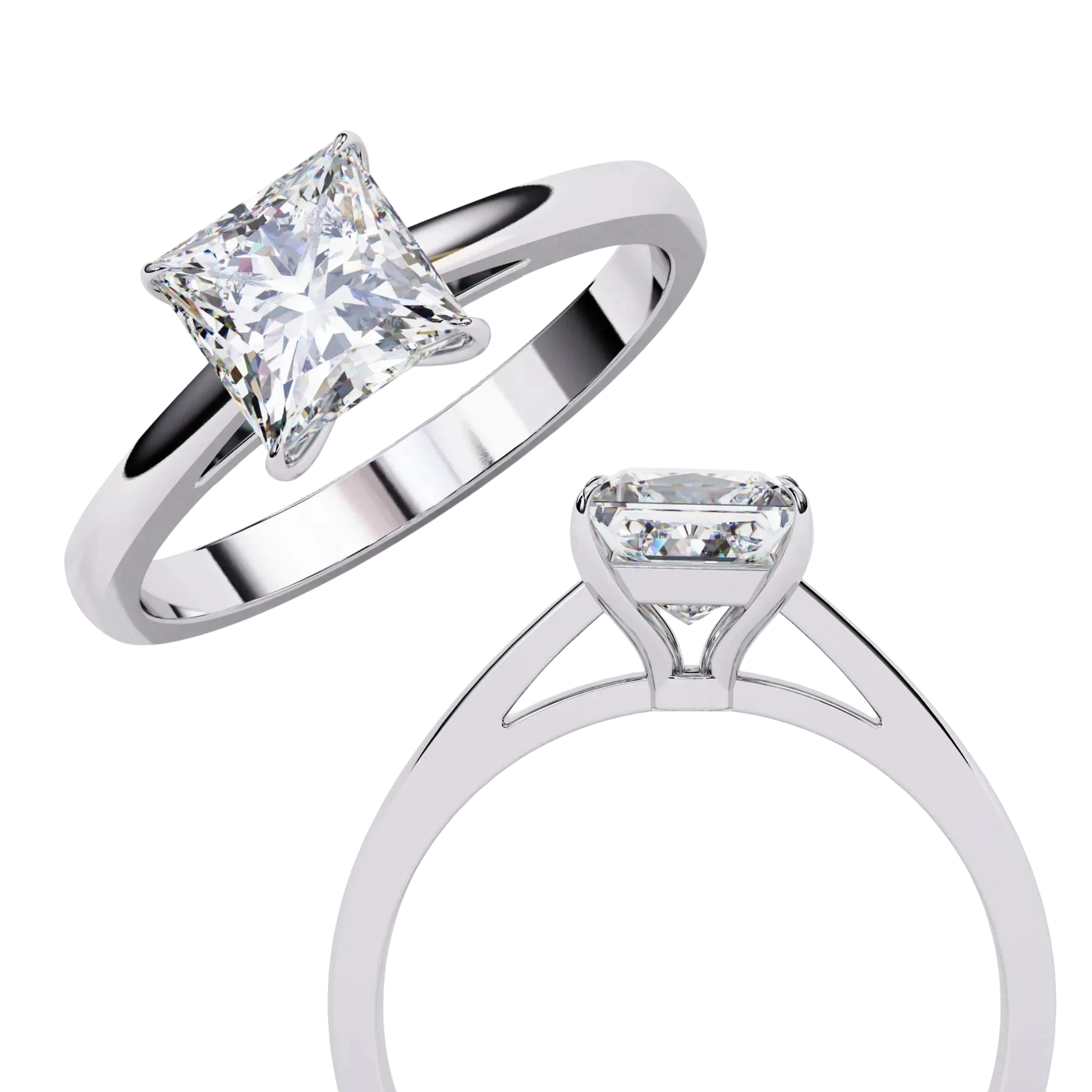 Reale Princess Solitaire - princess cut engagement ring - in 18ct rose gold - Lucano