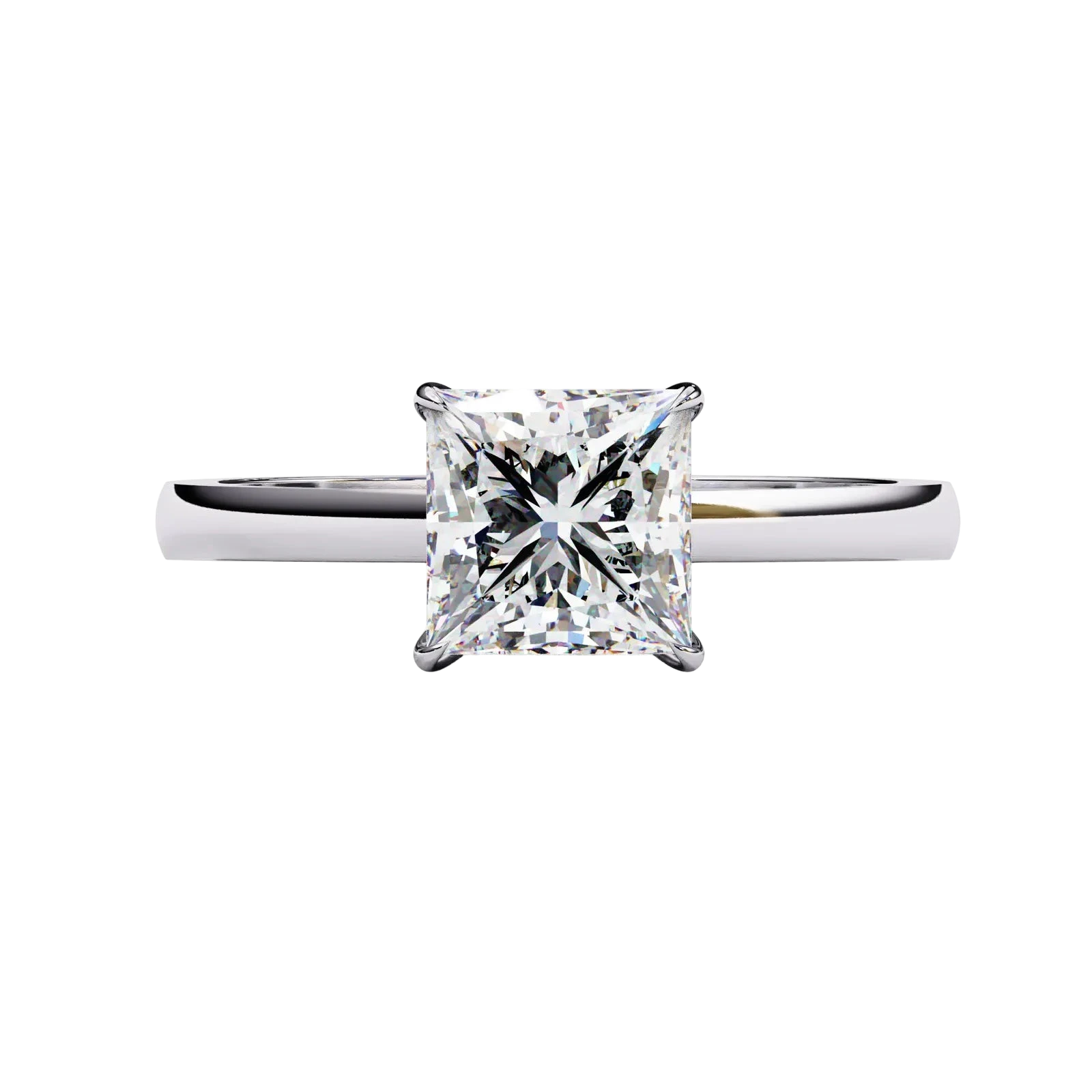 Reale Princess Solitaire - princess cut engagement ring - side profile - Lucano