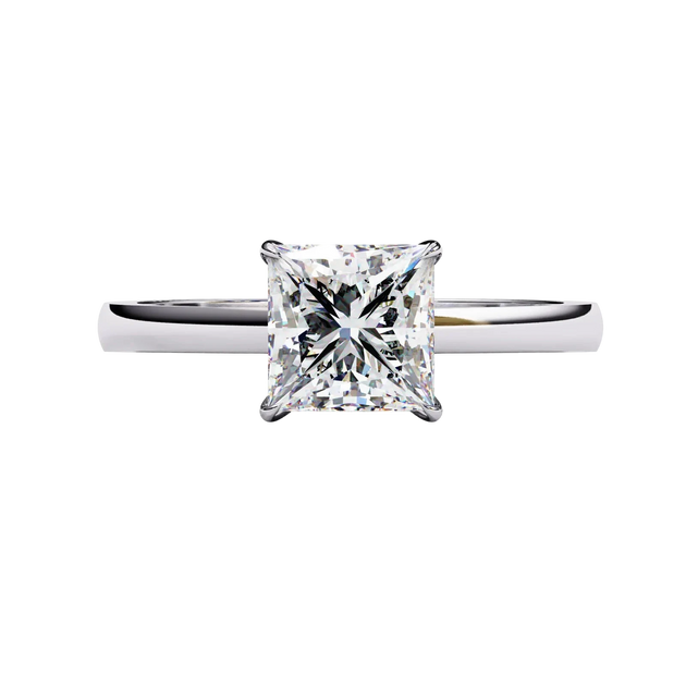 Reale Princess Solitaire - princess cut engagement ring - side profile - Lucano