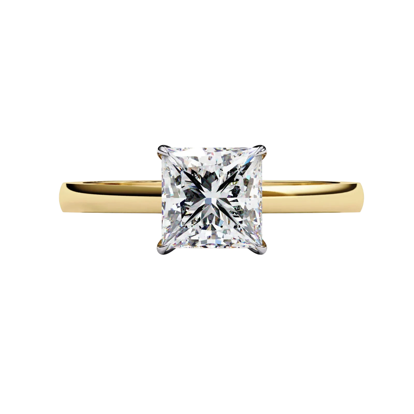 Reale Princess Solitaire - princess cut engagement ring - angled view - Lucano