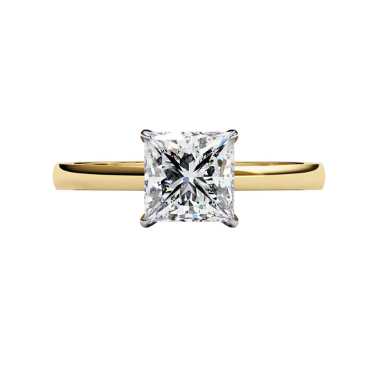 Reale Princess Solitaire - princess cut engagement ring - angled view - Lucano