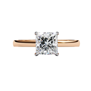 Reale Princess Solitaire - princess cut engagement ring - three-quarter view - Lucano