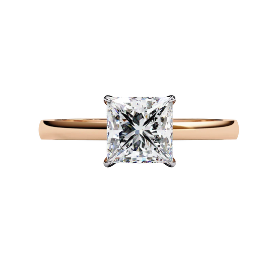 Reale Princess Solitaire - princess cut engagement ring - three-quarter view - Lucano