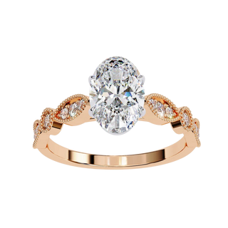Vigna Oval Solitaire - oval pavé engagement ring - in 18ct white gold - Lucano