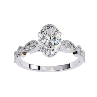Vigna Oval Solitaire - oval pavé engagement ring - in 9ct rose gold - Lucano