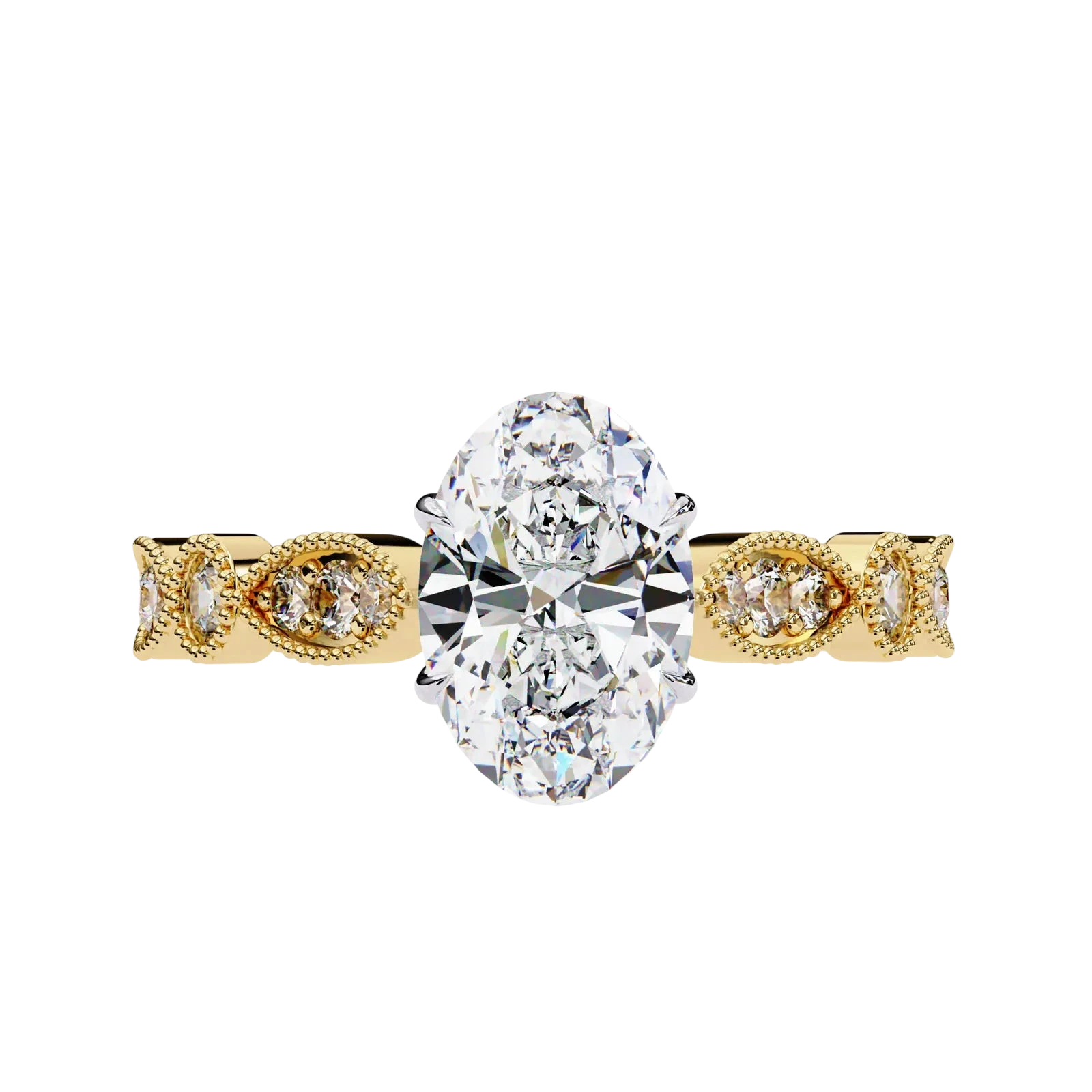 Vigna Oval Solitaire - oval pavé engagement ring, handcrafted in Byron Bay, Australia by Lucano