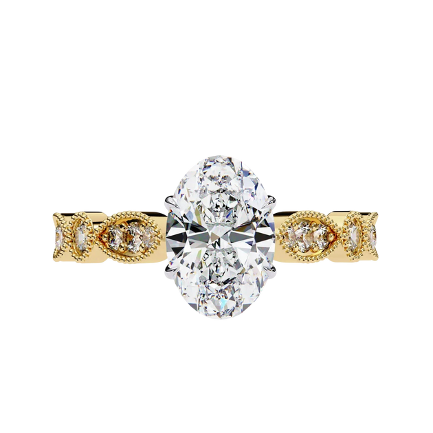 Vigna Oval Solitaire - oval pavé engagement ring, handcrafted in Byron Bay, Australia by Lucano