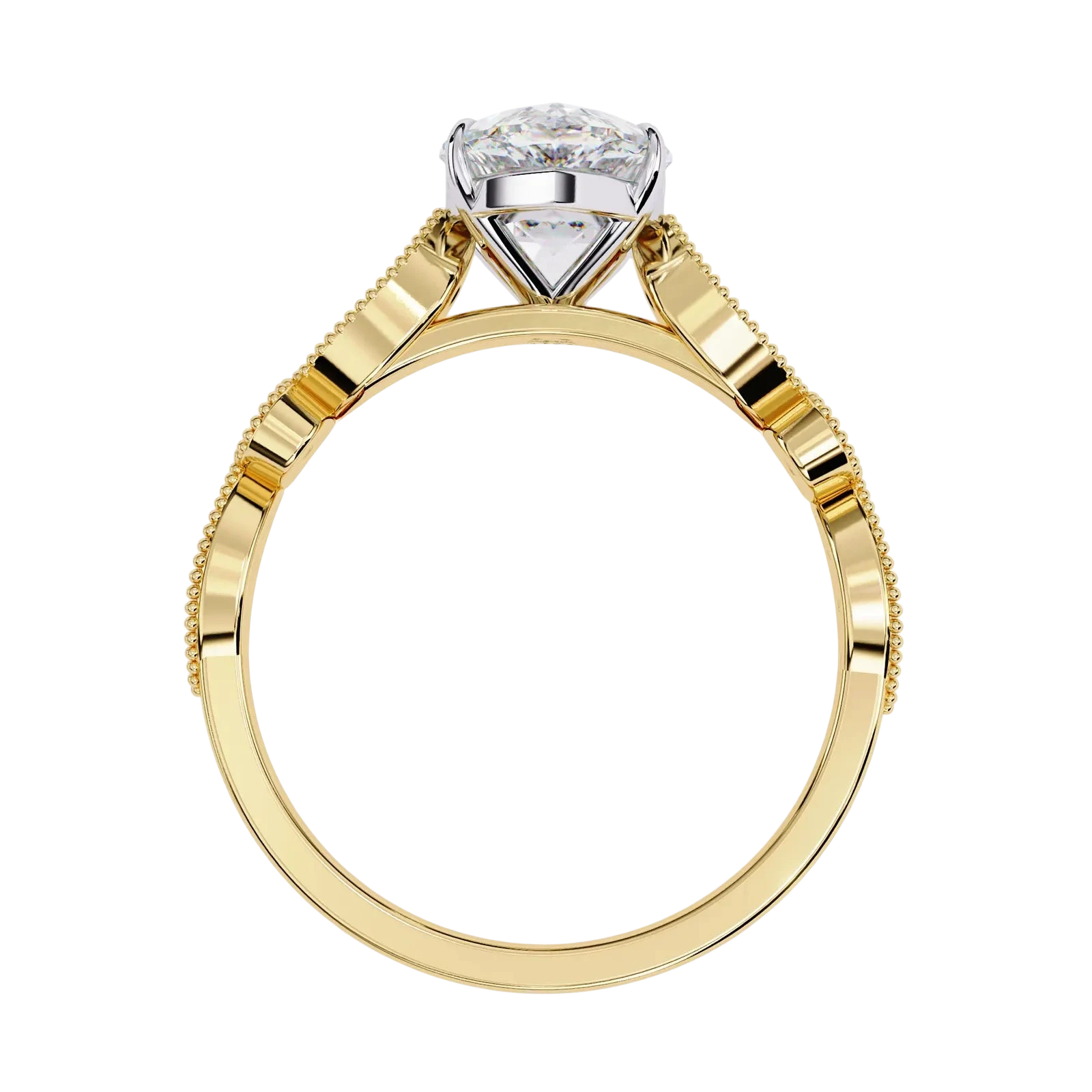 Vigna Oval Solitaire - oval pavé engagement ring - side profile - Lucano