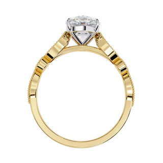 Vigna Oval Solitaire - oval pavé engagement ring - side profile - Lucano