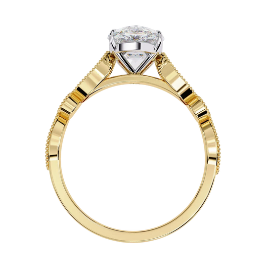 Vigna Oval Solitaire - oval pavé engagement ring - side profile - Lucano