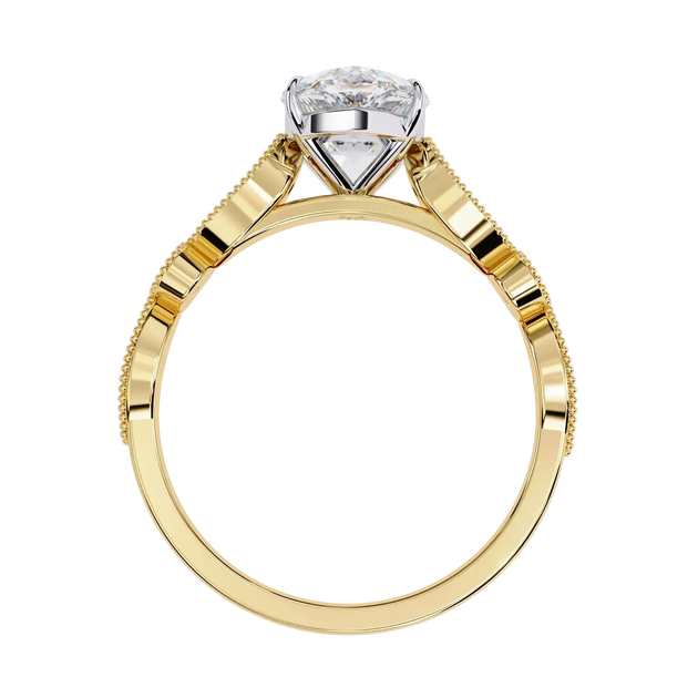 Vigna Oval Solitaire - oval pavé engagement ring - side profile - Lucano