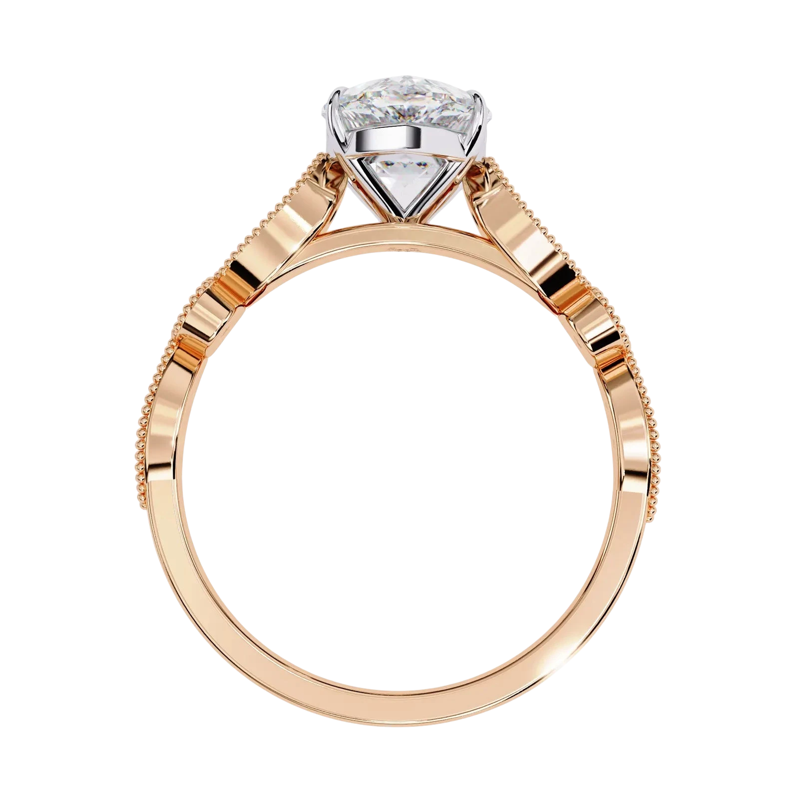 Vigna Oval Solitaire - oval pavé engagement ring - angled view - Lucano