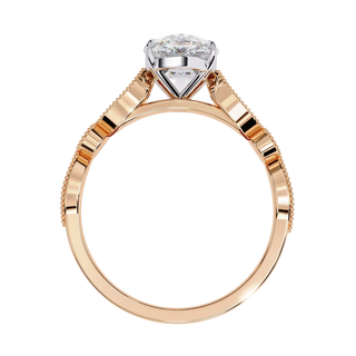 Vigna Oval Solitaire - oval pavé engagement ring - angled view - Lucano