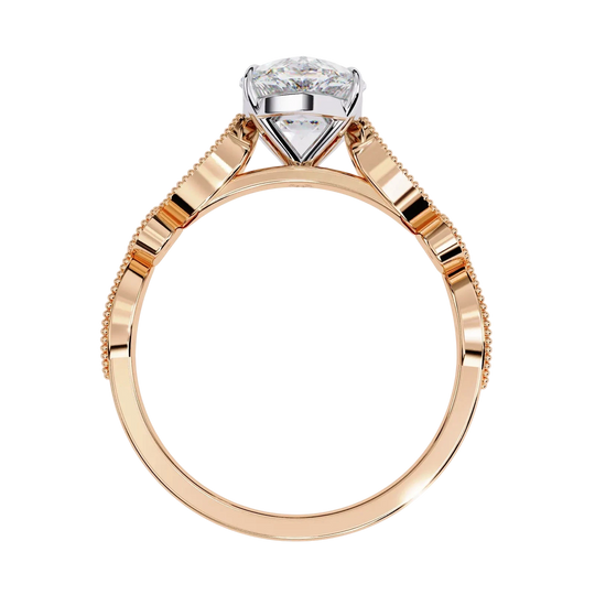 Vigna Oval Solitaire - oval pavé engagement ring - angled view - Lucano