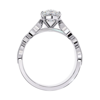 Vigna Oval Solitaire - oval pavé engagement ring - three-quarter view - Lucano