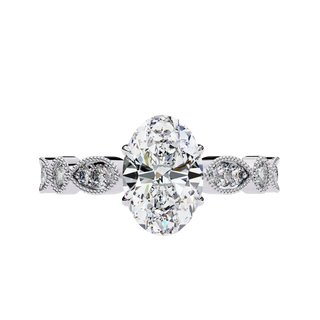 Vigna Oval Solitaire - oval pavé engagement ring - detail close-up - Lucano