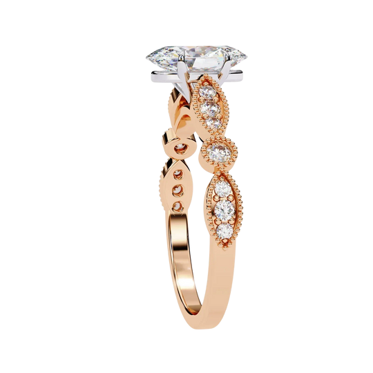 Vigna Oval Solitaire - oval pavé engagement ring - on hand - Lucano