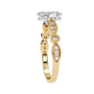 Vigna Oval Solitaire - oval pavé engagement ring - in 18ct yellow gold - Lucano