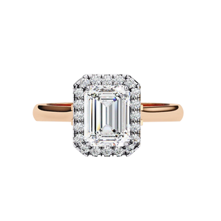 Aurelia Emerald Halo Ring - radiant cut halo engagement ring, handcrafted in Byron Bay, Australia by Lucano